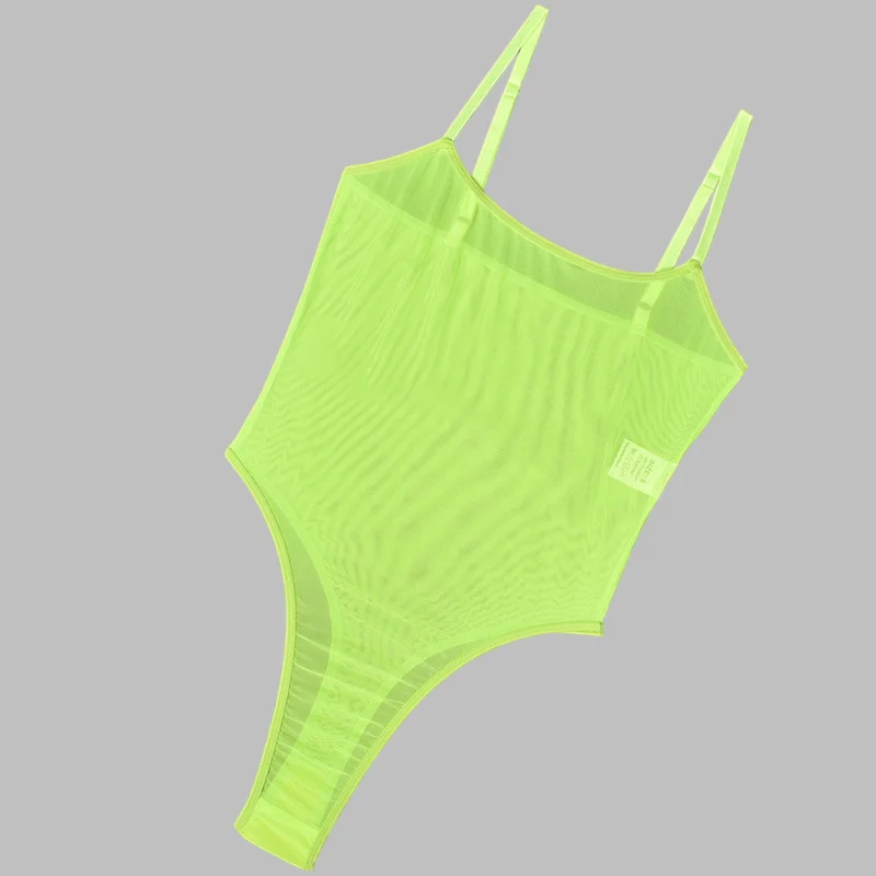 

Sexy Women Bodysuit Mesh One Piece Transparent Underwear Bright Body Hot See-through Lingerie Sissy Tight Fitting Teddy Lingerie