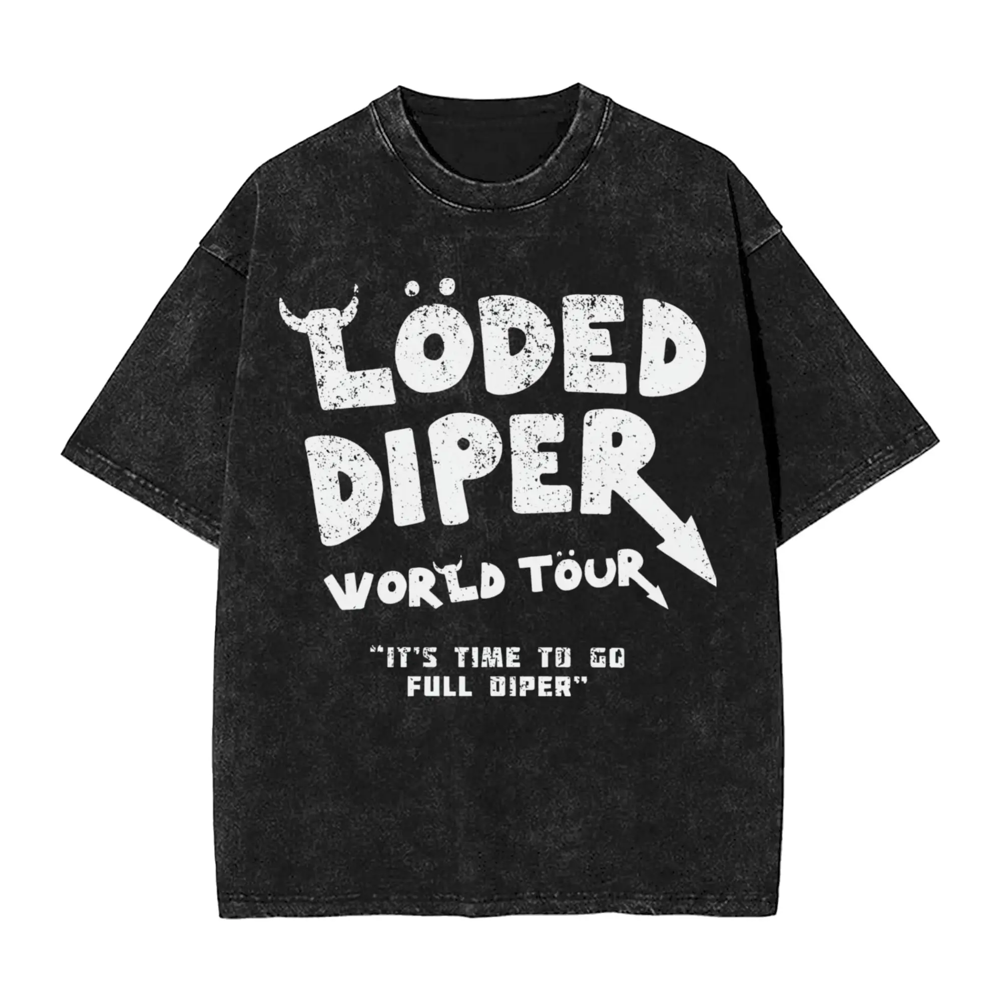 Loded Diper World Tour Men's T Shirt Washed  Novelty Tee Shirt Short Sleeve Round Neck T-Shirts 100% Cotton Adult Clothes