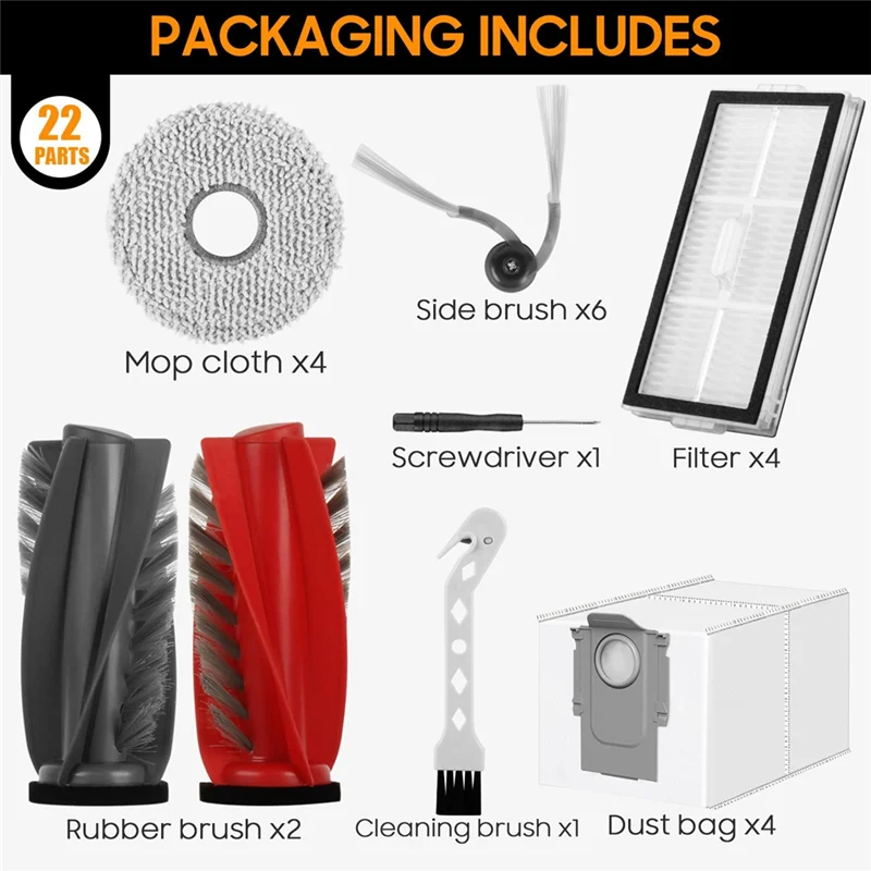ABKP-For Roborock Saros 10R/G20S Ultra Robot Vacuum Cleaner Accessories-الفرشاة الرئيسية، والفرش الجانبية، والمرشحات، والمناديل، وأكياس الغبار