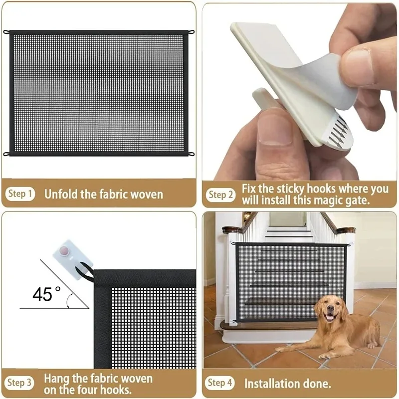 Pet Dog Barrier Fences Pet Isolated Network Stairs Gate Easy Installation New Folding Breathable Mesh Playpen Dogs Safety Fence