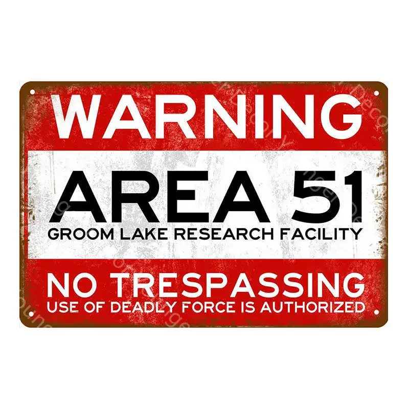 Warning  24 Hours Video Surveillance Vintage Metal Tin Signs Poster Caution Area 51 Wall Plaque Retro Stickers Home Decor