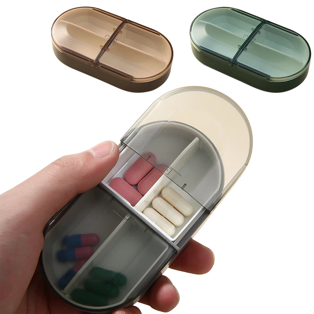 

1PCS Daily Pill Organizer 4 Compartments, Small Pill Box Portable Travel Pill Container for Medicine for Vitamin, Cod Liver Oil