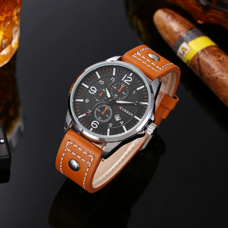 Curren 8164 PU Leather Band Watches For Men Date Fashion Army Military Quartz Mens Watch Sport Wristwatch Male Clock Reloje