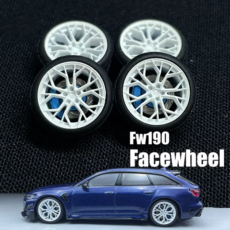 1/64 Car Modified Wheels MT FW190 8/9mm Rubber Tires Metal Resin Wheels Without Caliper Suitable for 1:64 Static Car Model