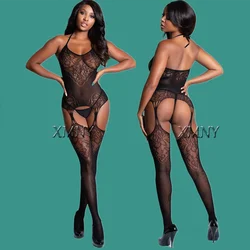 New Bodystocking Erotic Open Bra Crotchless Sexy Sleeveless Bodysuit Underwear Body Sleepwear Women Costumes Lingerie Porno Y001