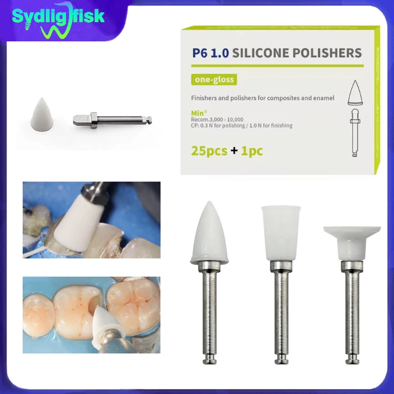 25Pcs Dental Silicon Ion Polishing Head Composite Resin Polishers One-step Finishing System Cups Points Discs RA Mandrel Dentist