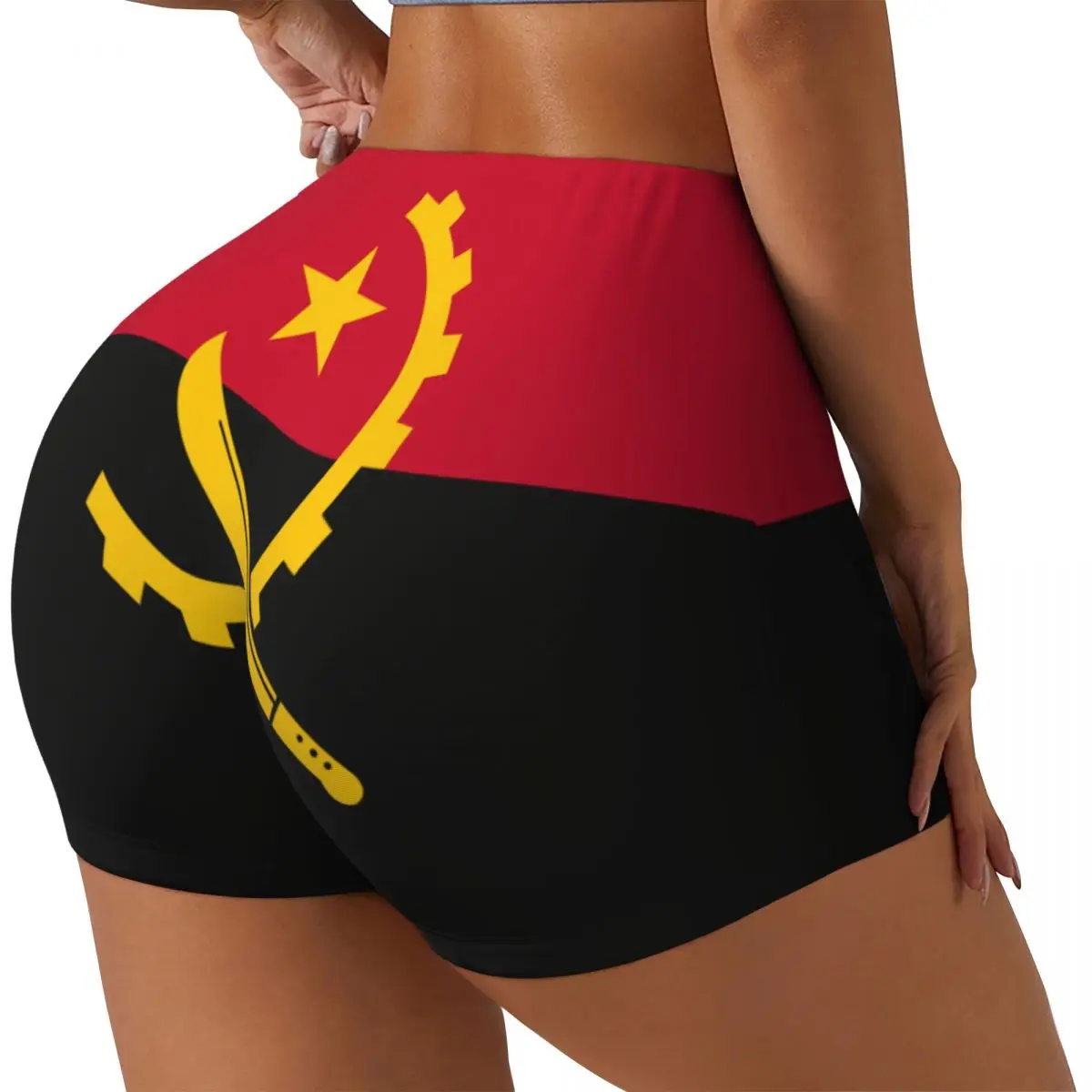 Dames yogashorts Angola vlag workoutshorts Fitness sneldrogende dames yoga gym korte hardloopbroek sportkleding