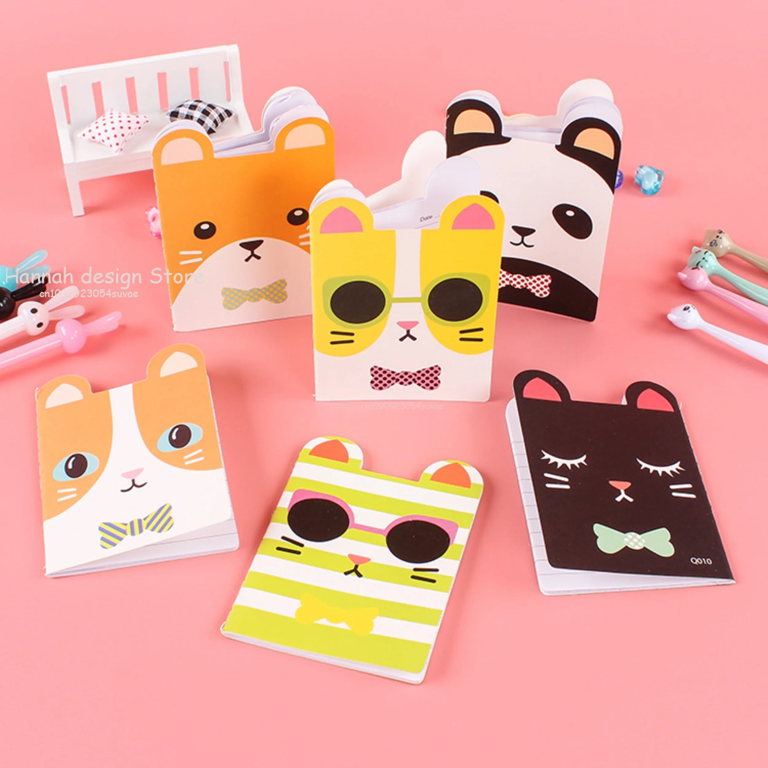 Mini Cute Kawaii Journal Diary Notebook Lined Paper Notepad Kids Stationery School Office Supply Gift Freebie Black Cat Panda