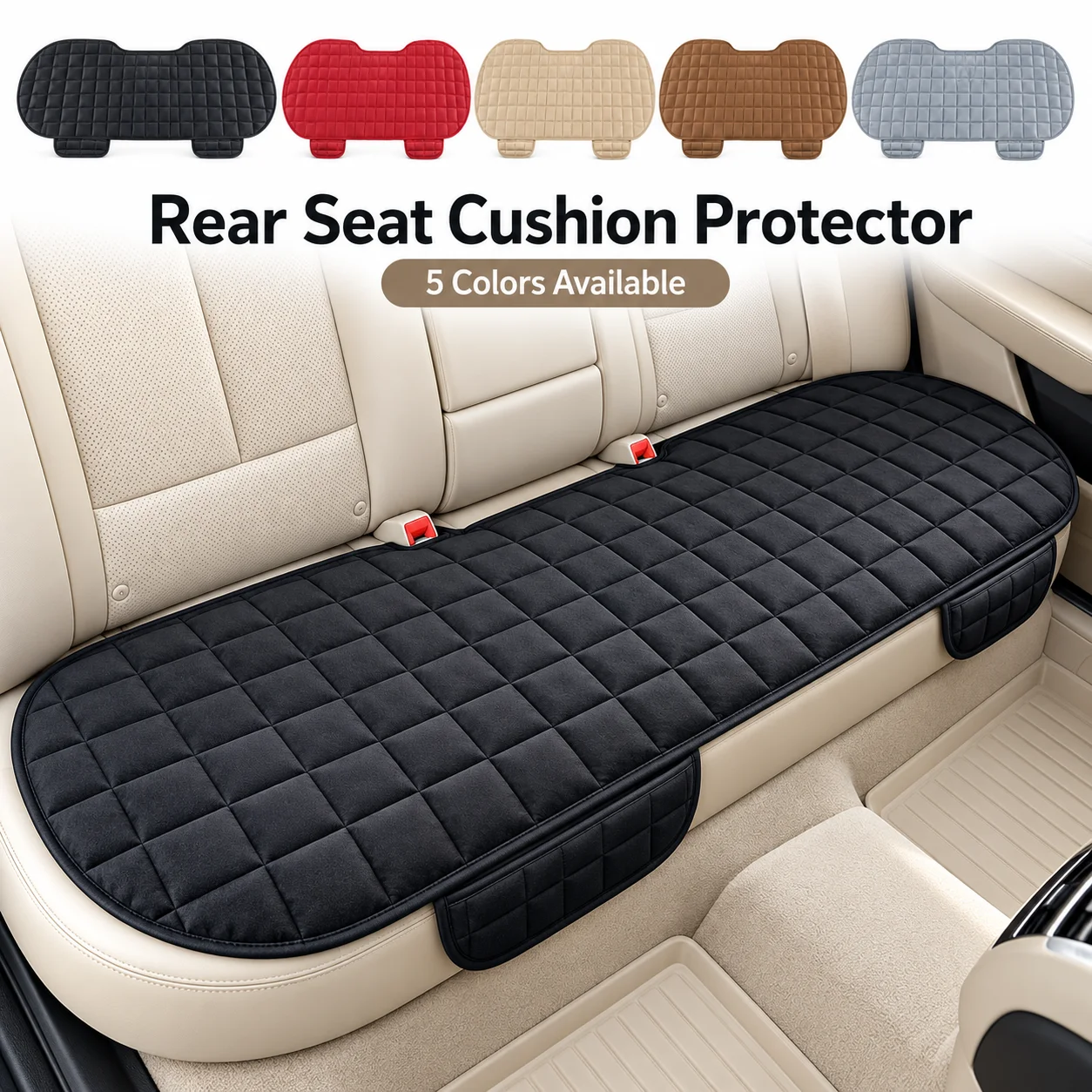 Universal Car Seat Cover Front Rear Flocking Cloth Cushion Non-Slip Winter Warm Protector Mat Pad for SUV Truck Van Seats
