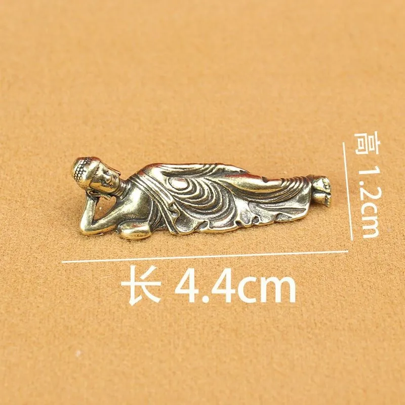 Solid Brass Reclining Buddha Statue Shakyamuni Figurine Altar Decor