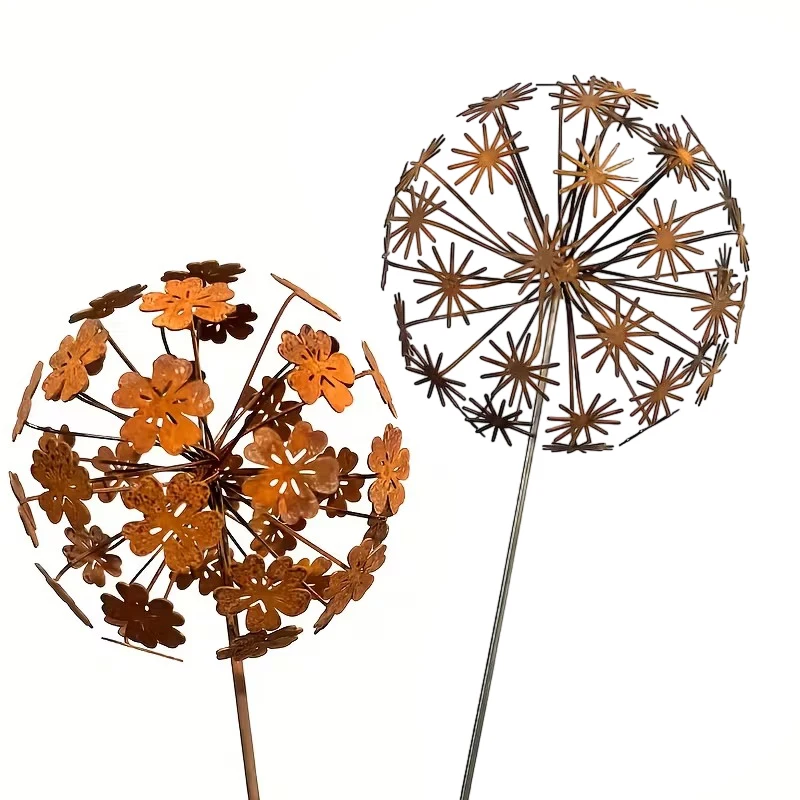 New Metal 3D Dandelion Garden Sculptures Dandelion Garden Stake Decoration Metal Outdoor Sculpture Outdoor Decor