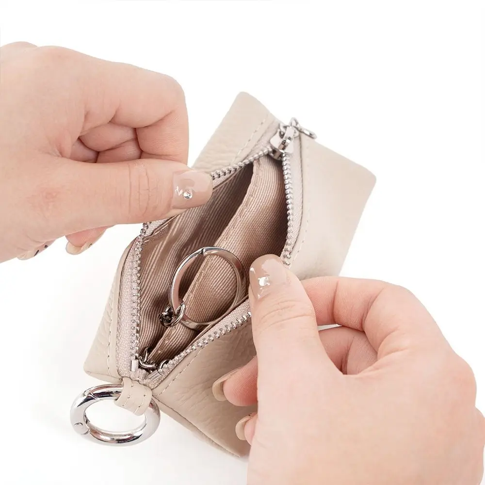 

Light Genuine Leather Coin Purse Functional Multi-color Keychain Bag First Layer Cowhide Solid Color Card Wallet Female