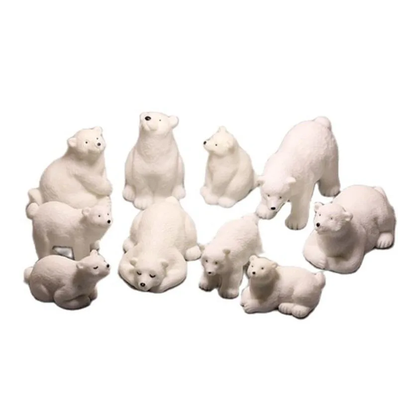 Wild Animal Small Polar Bear Model Ornaments Little White Bears Fairy Garden Miniature Accessories Action Figures Figurine Toys