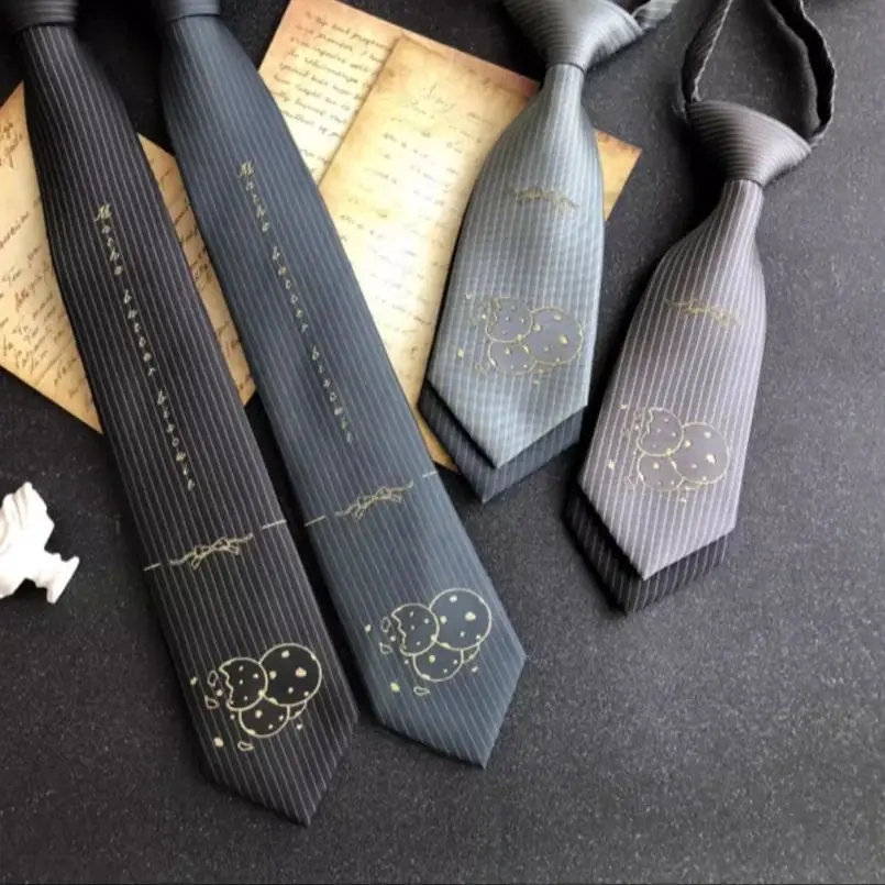 

High Quality Men Women Designer Cookie Embroidery Jacquard Knot-free Ties For Shirt Boy Girls Performance Necktie Tie TB606