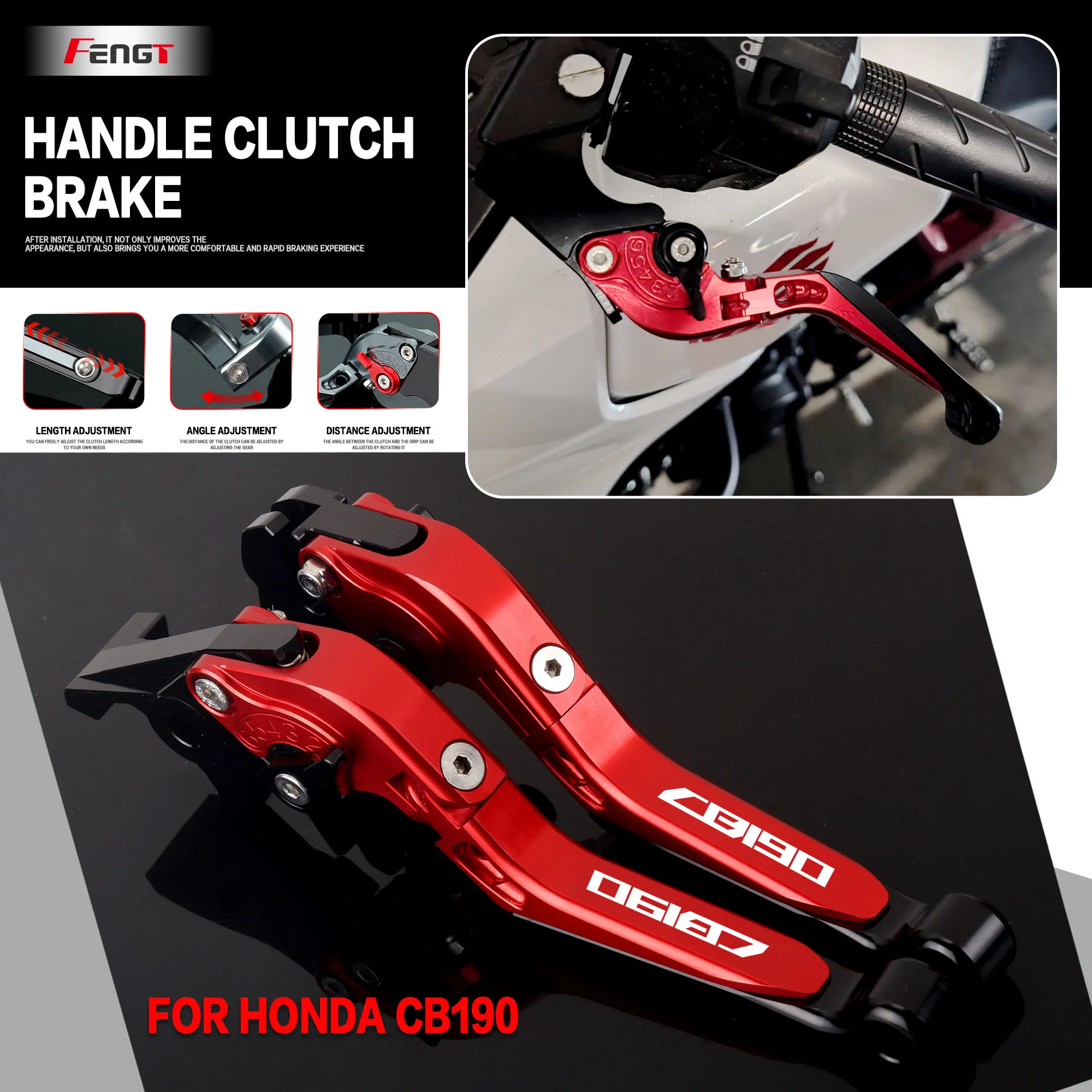 For Honda CB190R CB190X CB190SS CB190TR TRICOLOR Brake Lever Clutch Lever Set Adjustable Folding Brake Handle Levers