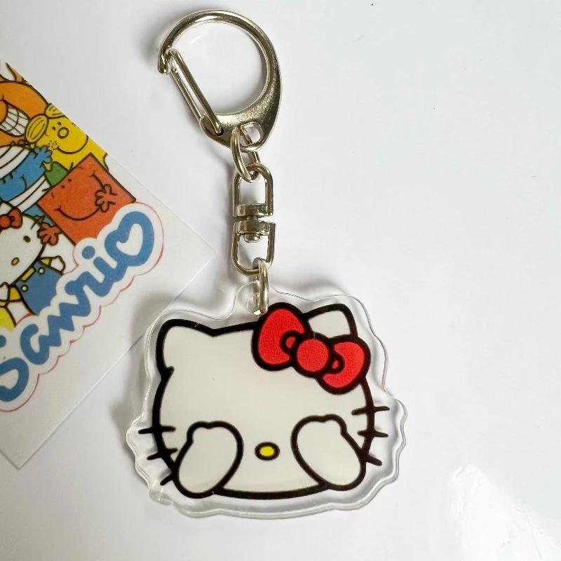 Sanrio Hello Kitty Chaveiro, Ação Figuras Anime, Kuromi Desenhos Animados de acrílico pequeno pingente, Acessórios Schoolbag, Dia das Bruxas