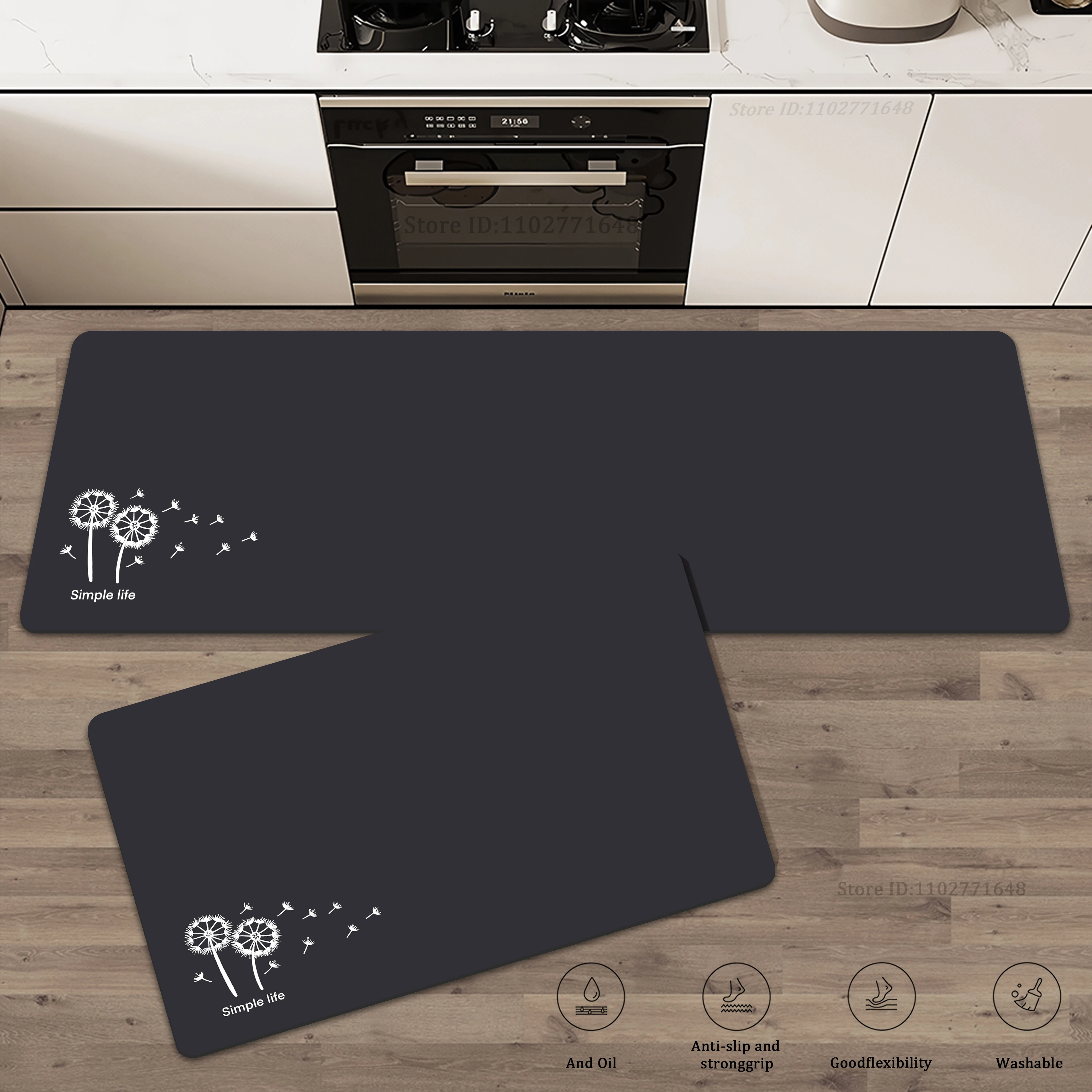 Modern Textured  Simple Kitchen Entrance Doormat Rug  Living Room Carpet  Washable Mat Waterproof Absorbent Non-Slip Large Mat