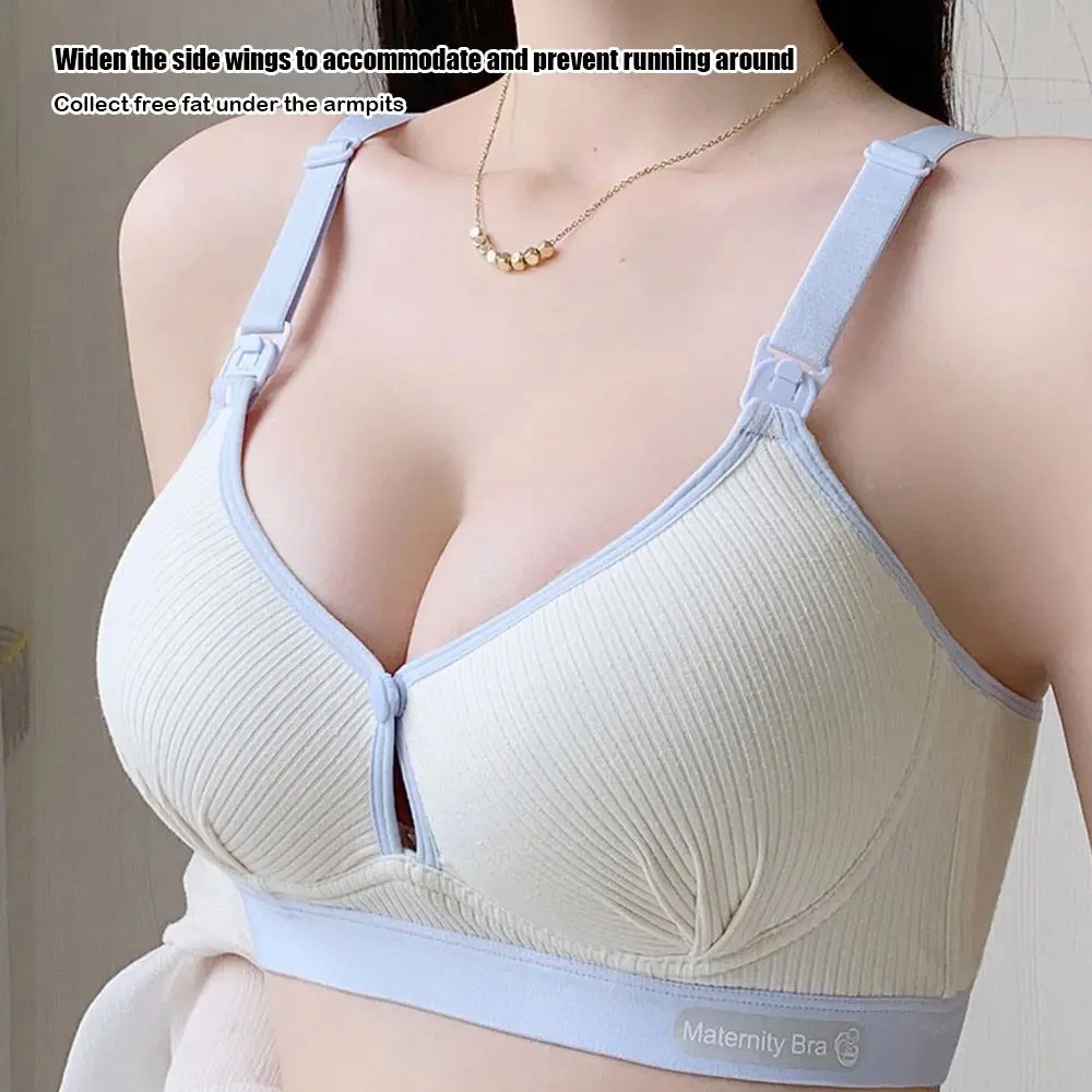 Double Buckle Nursing Bra Anti-sagging Breathable Pregnancy Bralette Pure Cotton Comfortable Nursing Bralette for Breastfeeding