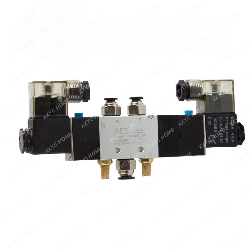 4V130C-06 4V230E-08 4V330P-10 4V430C-15 Pneumatic 5 Way Center Close Air Solenoid Valve Block Manifold PlateAC220V DC24V