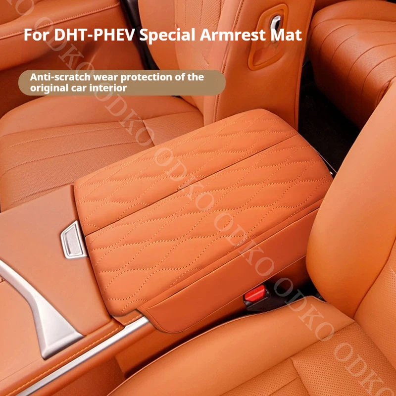 

For DHT-PHEV Car Armrest Box Cover Pad Leather Anti-Scratch Dustproof Center Console Cover Cushion Car Interior Accessories