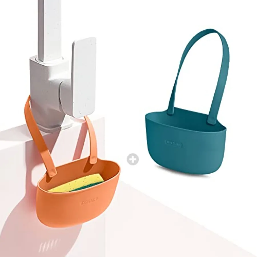 Silicone Sponge Holder for Kitchen Sink Bags Set of 2 - Easy to Use Soap Holder No Installation Needed Kitchen Sink Caddy - Kit