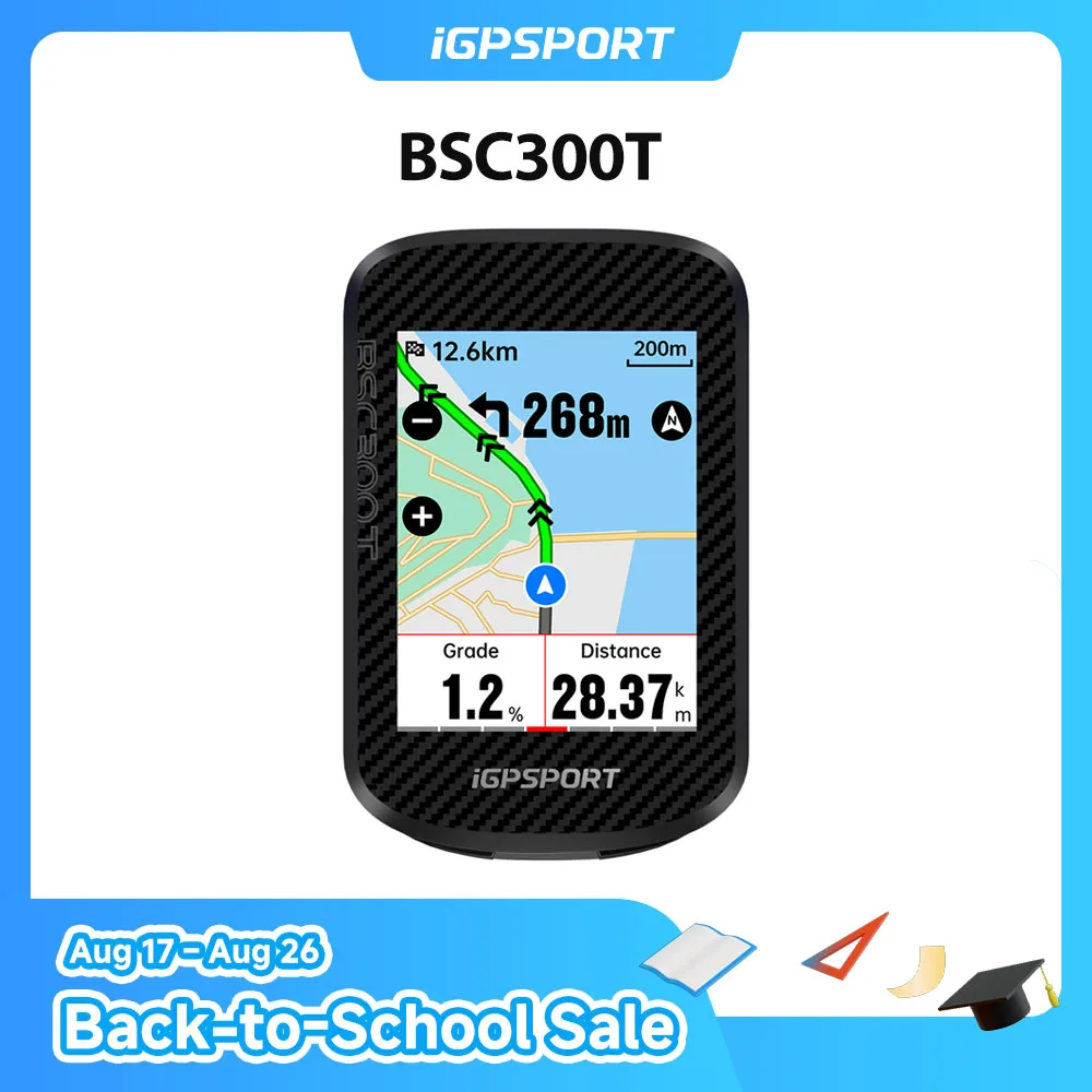 IGPSPORT BSC300T Computador de bicicleta com tela sensível ao toque Mapa colorido global Suporte para computador de ciclismo sem fio E-bike