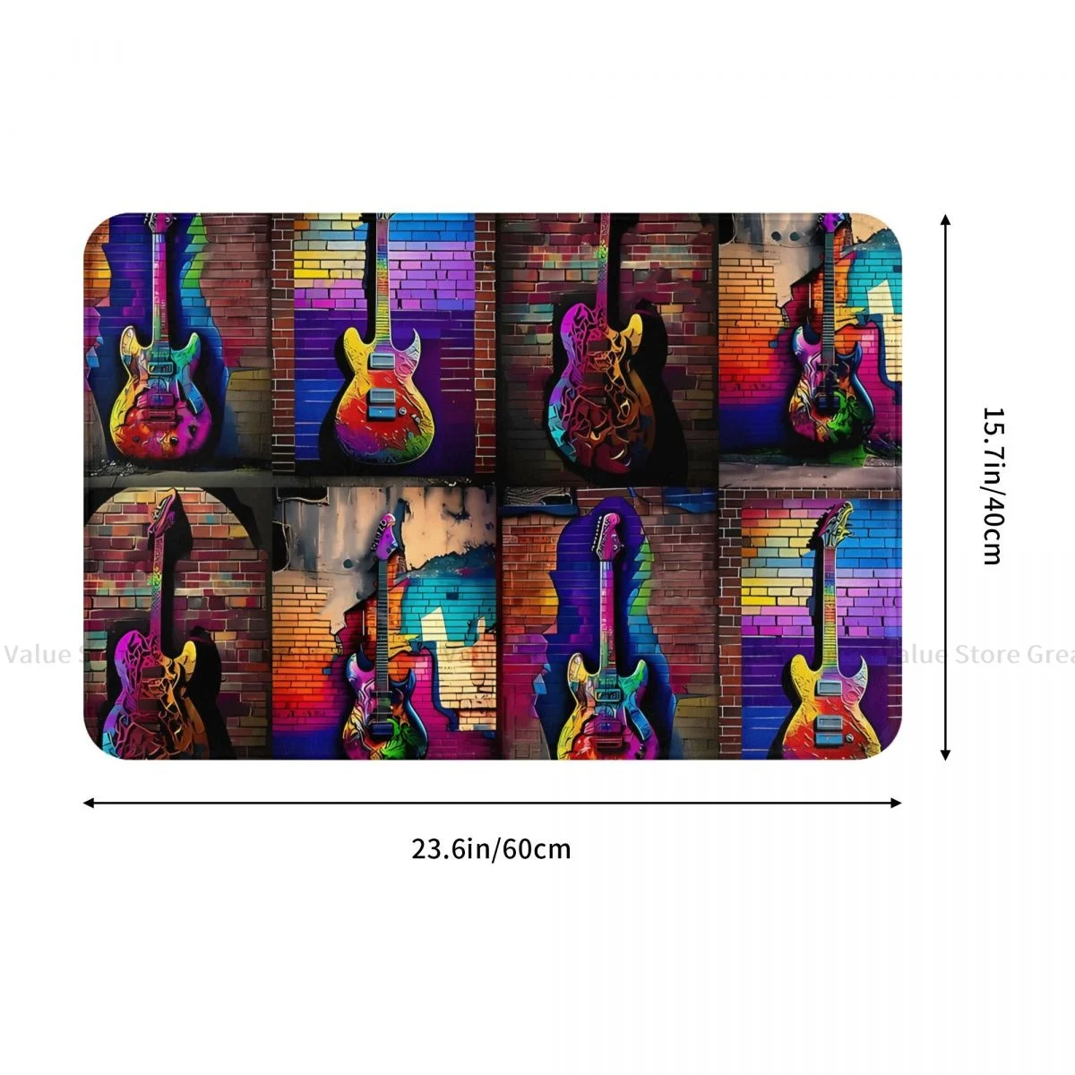 Music Guitar Bath Mat Psychedelic Urban Doormat Living Room Carpet Entrance Door Rug Home Decor