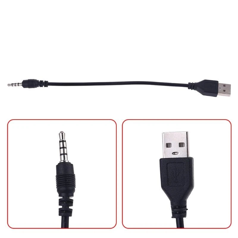 U13B USB Male to 3.5mm Stereo Cable USB Male to 3.5 Connector Plug Cable Adapter Connector Accessory for MP3