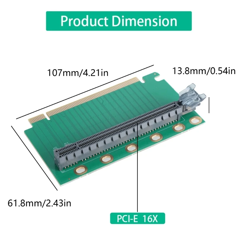 PCIE 16X 90 Degree Reverse Male to Female Risers Card For 1U Server (Installation Direction towards