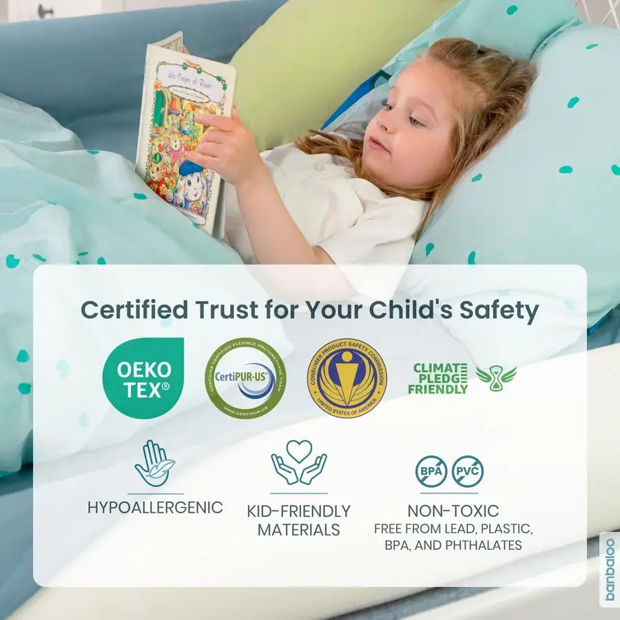 عبوتان من مصد السرير للأطفال الصغار 53 حاجز سرير إسفنجي للملكة، الملك، التوأم، سرير كامل الحجم حاجز أمان للأطفال الصغار #6