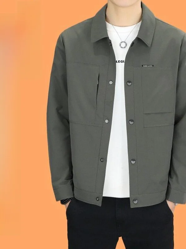 

Casual ort Zipper Collar Jaet for Men Spring Autumn Faionable Loose Fit Youth Workwear Versatile Trendy Outerwear