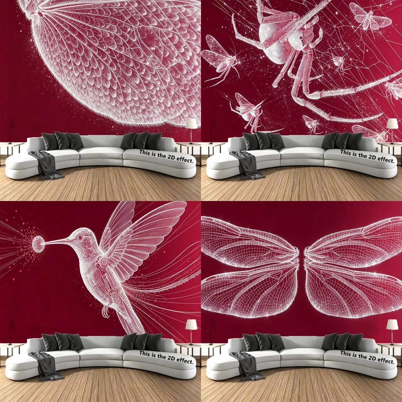 Vintage Entomology Line Art Tapestry Background Cloth Hanging Cloth Bedroom Bedside Decorative Wall Cloth