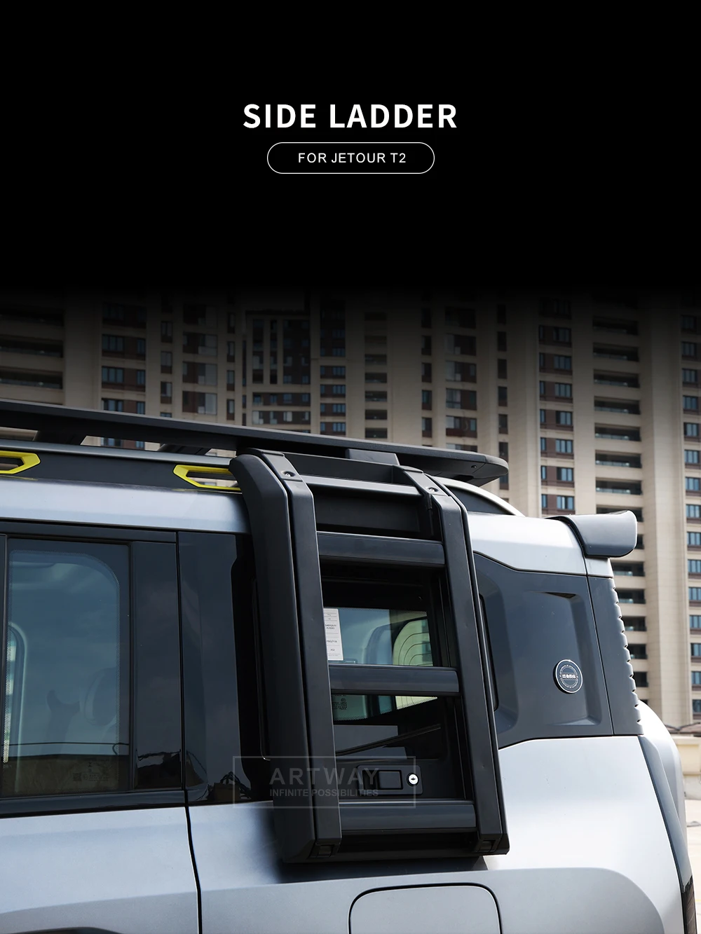 Car Exterior Accessories Folding Side Ladder Roof Car Ladder for Jetour Traveller T2 Car Side Ladder