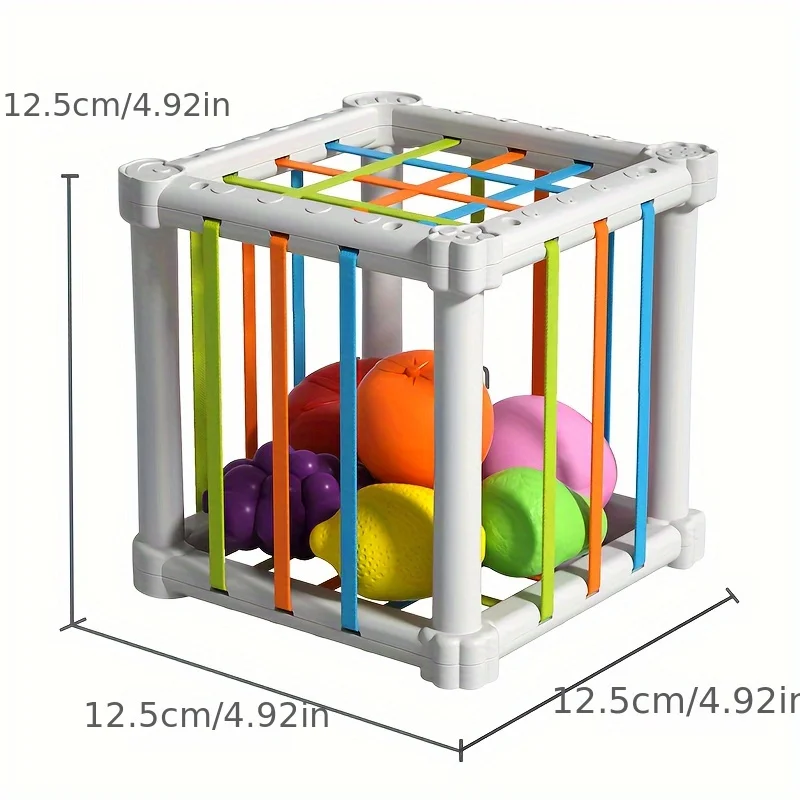 Juguetes clasificadores en forma de 6 frutas para niños pequeños, Aprendizaje Temprano Montessori, habilidades motoras finas, tren de múltiples formas, cubos coloridos, Juguetes