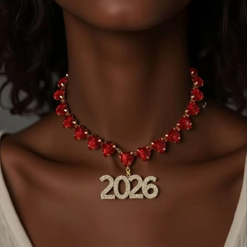 كريستال 2026 قلادة قلادة الحب القلب هندسية حجر الراين الترقوة سلسلة مربع مبالغ فيه 2026 السنة الجديدة مجوهرات الفتيات #3