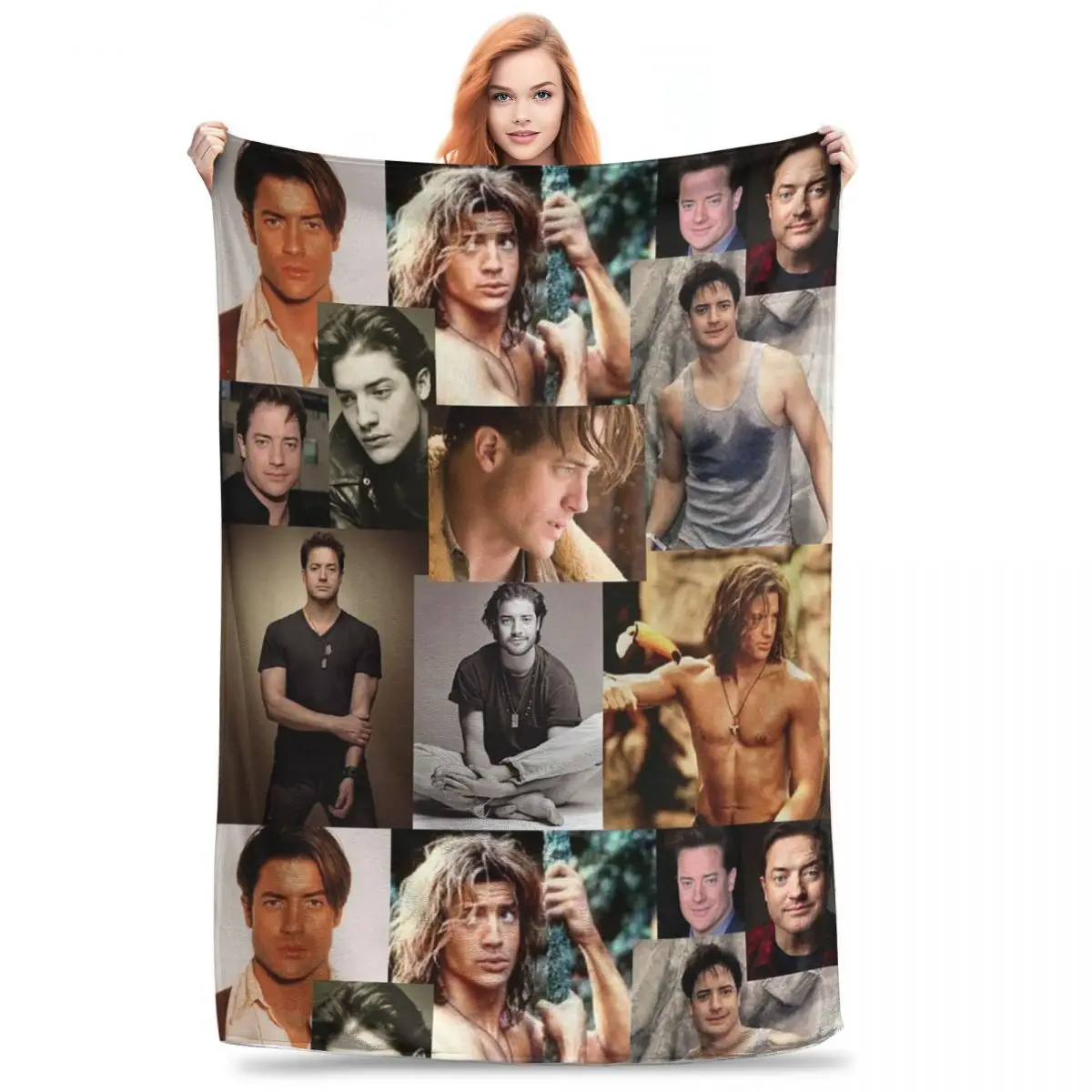 Brendan Fraser Love Collage Blanket Fleece Super Soft Throw Blankets Sofa Throw Blanket For Home Bedroom Travel Throws Bedspread