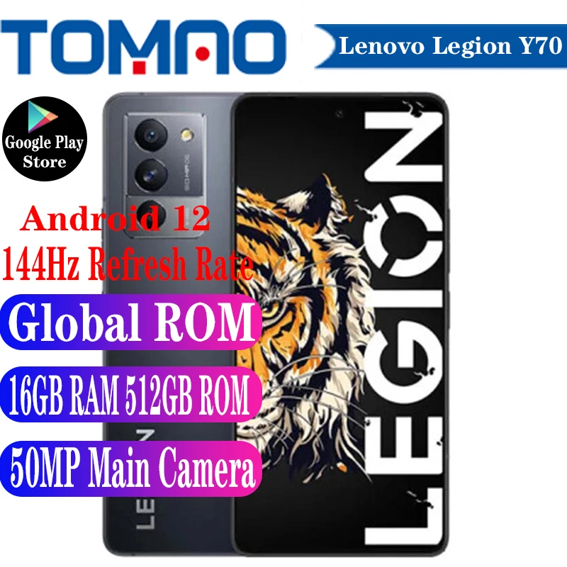 Global Rom New Lenovo Legion Y70 Gaming SmartPhone Android 12 Octa Core Snapdragon 8+ Gen 1 6.67inch 144Hz 5100mAh Battery 68W