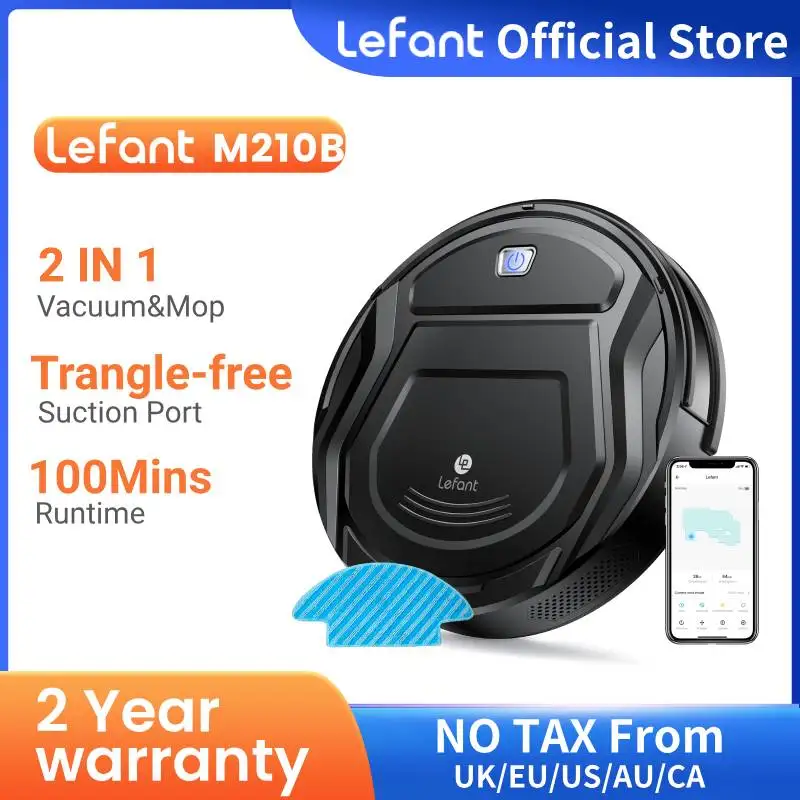 Lefant M210B Robot Vacuum and Mop Combo,WiFi/App/Alexa Control,Self-Charging,Tangle-Free, Slim,Ideal for Pet Hair,Carpet