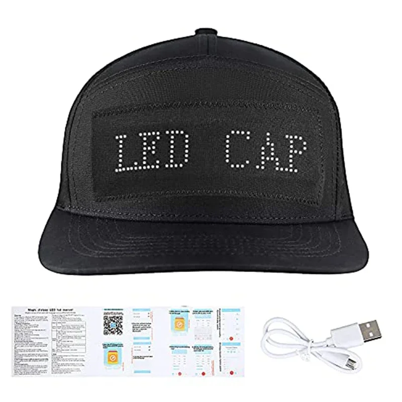 LED Cap Party Accessory Detachable LED Display Smart Cap  Messages Diy Customize For Parties Christmas Halloween