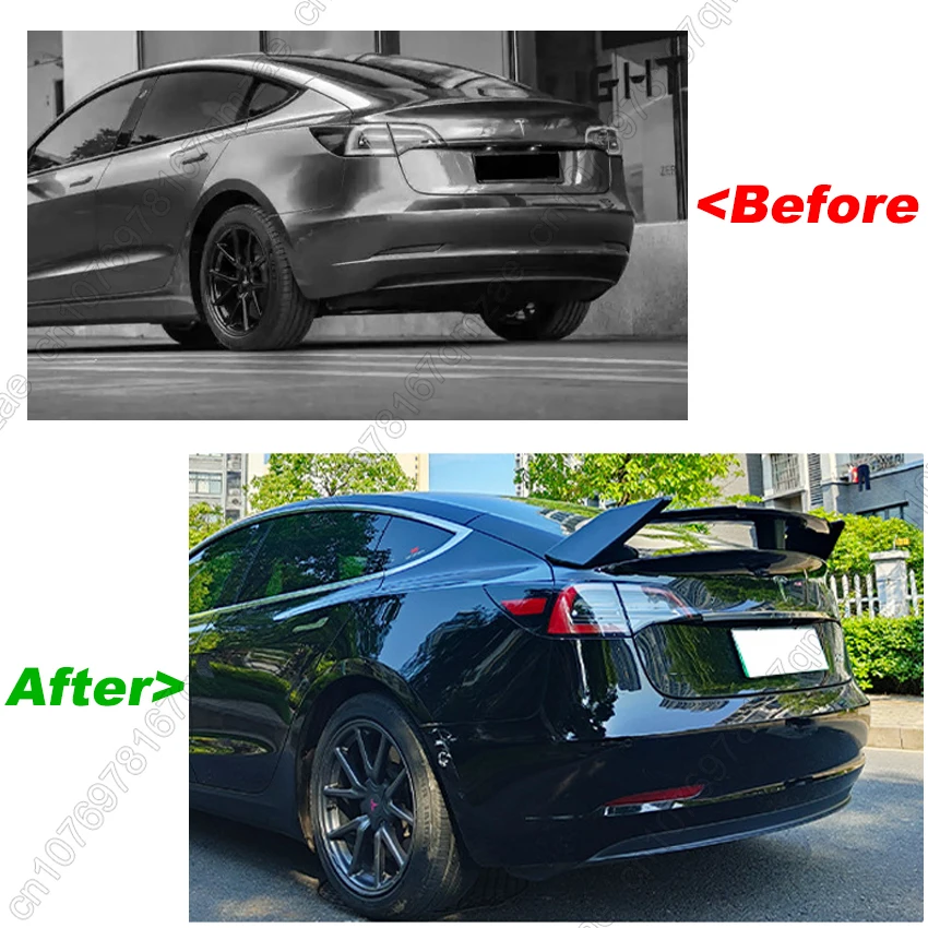 For Tesla Model 3 Highland 2024 Rear Spoiler Wing Trunk Lid Car Sport Wings Black Carbon Look Model 3 Tuning Accessories