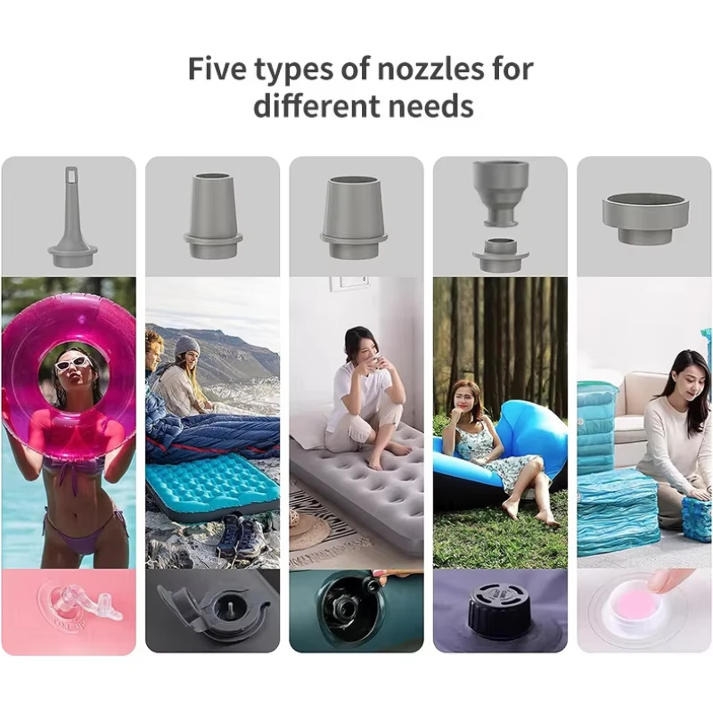 Bomba de ar portátil acampamento colchão inflator sem fio recarregável almofada de ar inflator caminhadas almofada de ar inflator/bomba deflatora