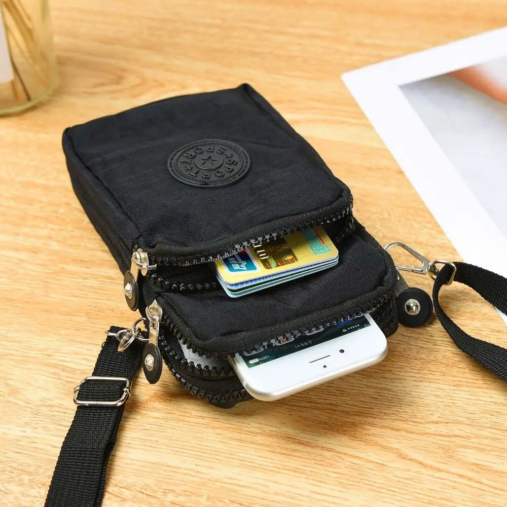 Carta curta bolsa de moedas de náilon à prova dwaterproof água grande capacidade zíper saco do telefone saco de armazenamento estilo coreano simples saco de dinheiro viagem