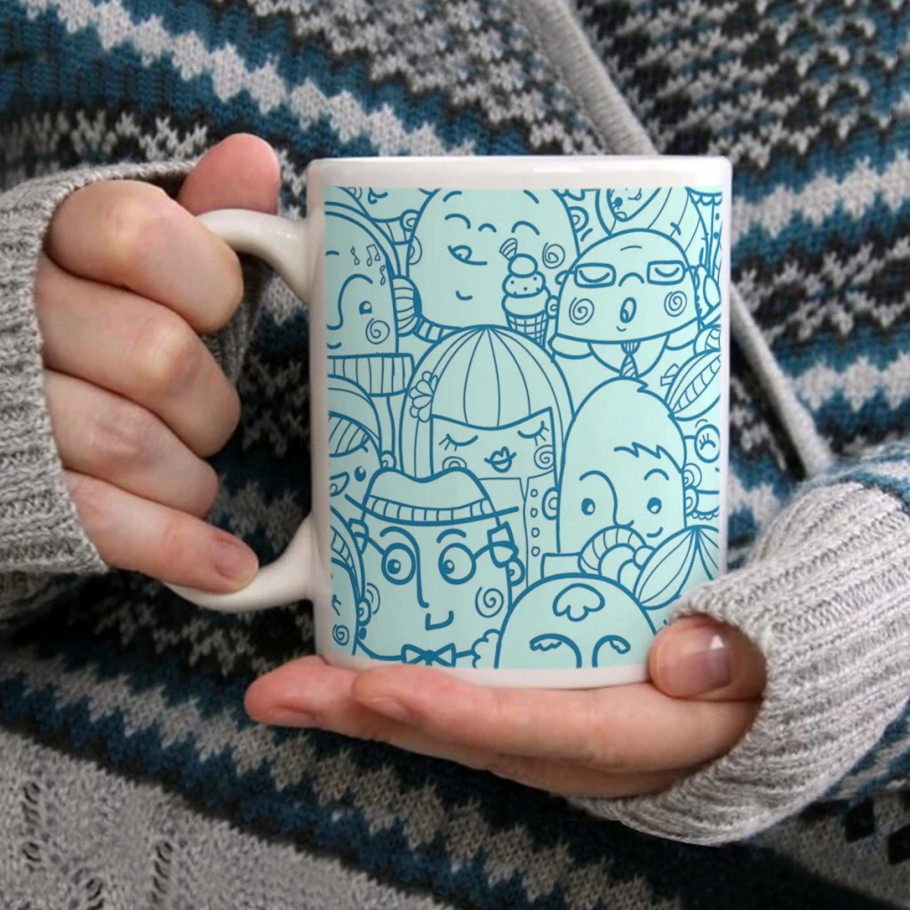 

People in crowd patternCoffee Mug Tea Cup 11oz Coffee Cup Funny Birthday Ceramic Mug Personalized Cup