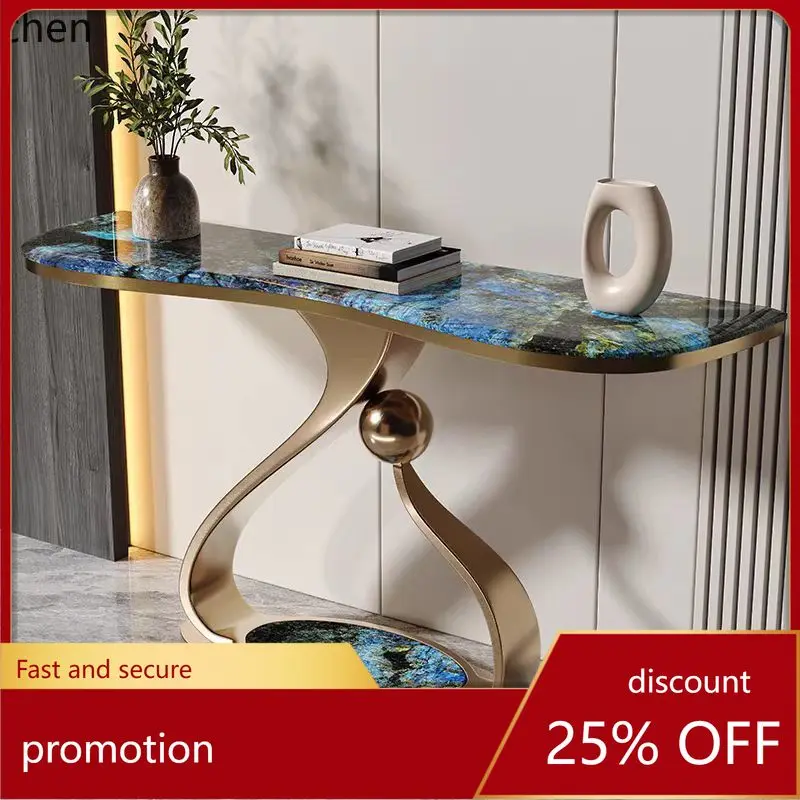 HT stainless steel marble entrance table modern art entrance hall against the wall