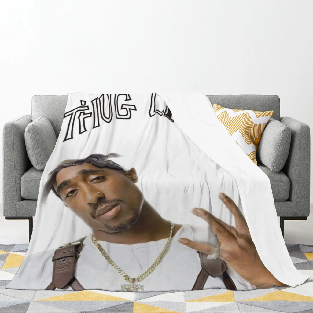 Tupac 2pac Blanket Flange Textile Decor Portable Super Soft Throw Blankets for Home Office Plush Thin Quilt