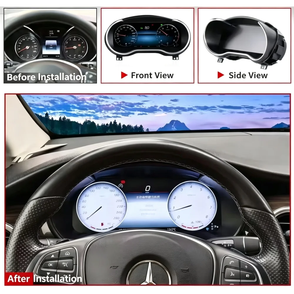 High Definition 12.3 Inch HD Digital Dashboard Cluster For Mercedes Benz V Class 2016-2023 LCD Instrument Panel Car Accessories
