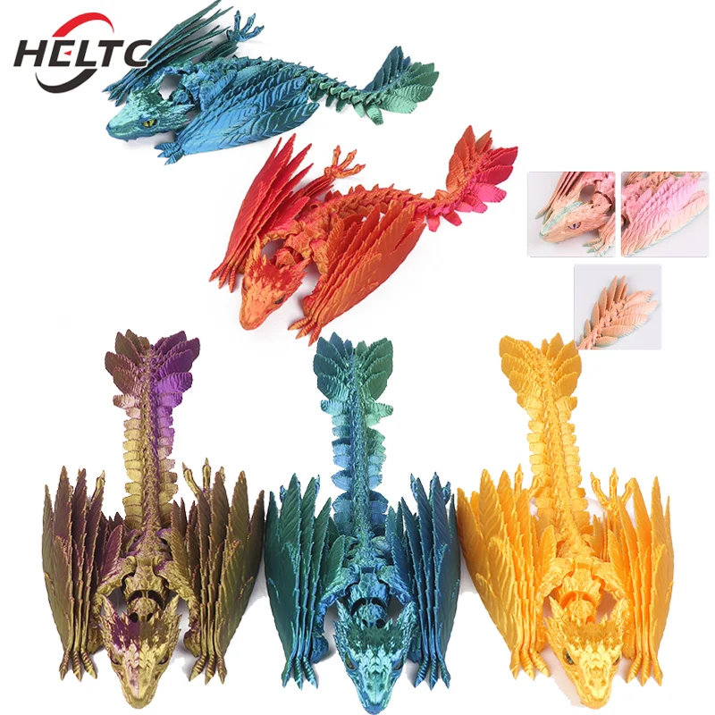 1Pcs Creative Feathered Wyvern Dragon 3D Printed Dragon Articulated Dragon Dragon 3D Printed Toys Desktop Pet