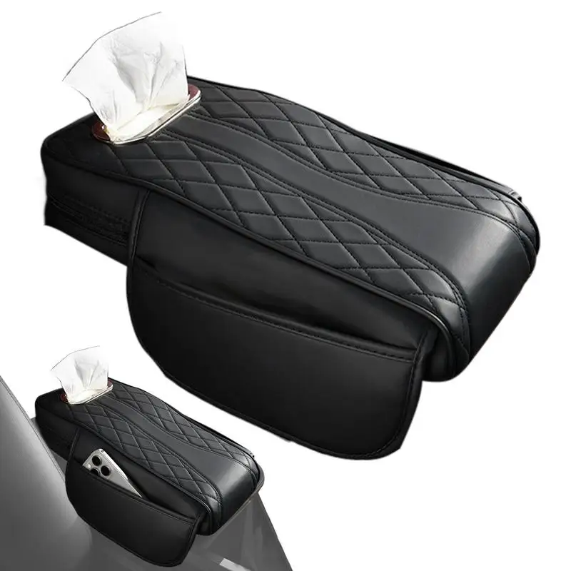 Arm Rest Cover For Car Waterproof Car Armrest Pad With Tissue Box Car Armrest Storage Box Multi-functional Center Cover Storage