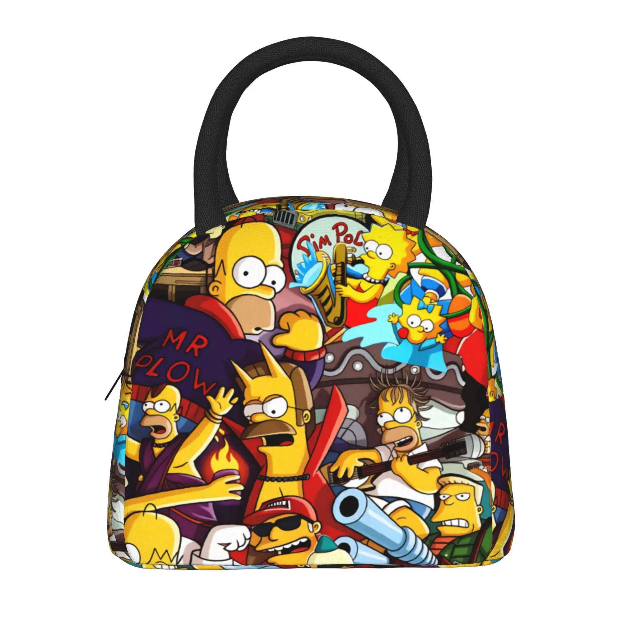 

Забавная сумка для обеда с персонажами мультфильма S-Simpsons, школьная сумка для обеда, сумка для обеда унисекс, сумка-тоут в стиле ретро, ​​портативная сумка-холодильник