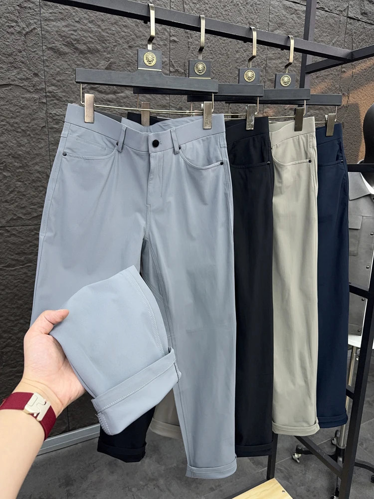 

Men's Slim Fit Straight Leg Pants Breathable Qui Dry Casual Trousers Spring Summer Pure Color Elastic SVIP Cabinet 500